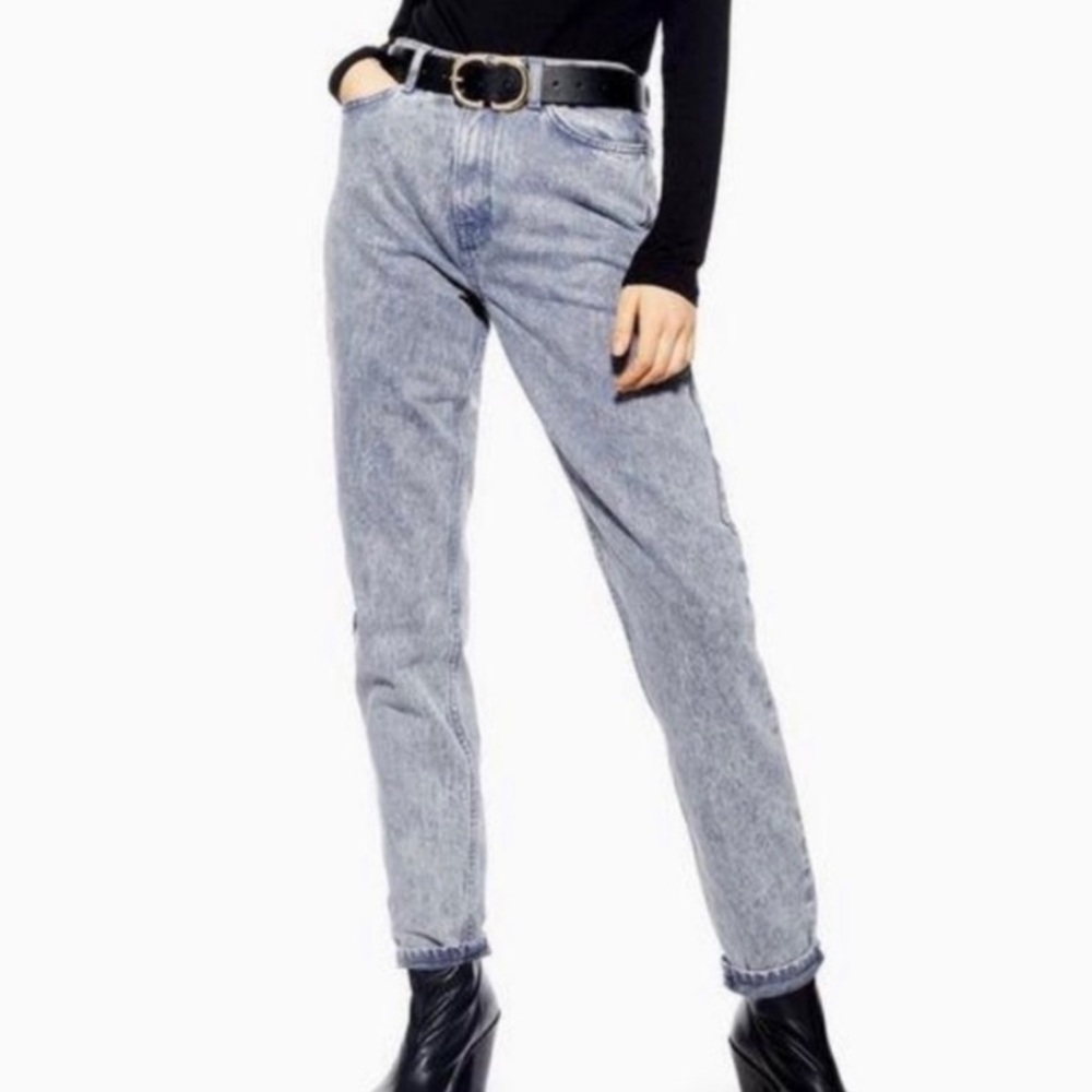 Topshop Acid Washed Blue Denim Leigh Jeans Size 32